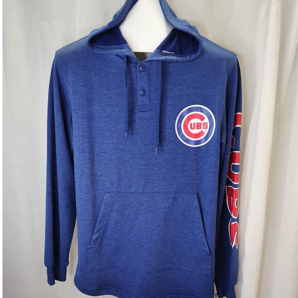 MLB True Fan Chicago Cubs Hooded Henley w/ Pocket, Small, NWT - Picture 1 of 9